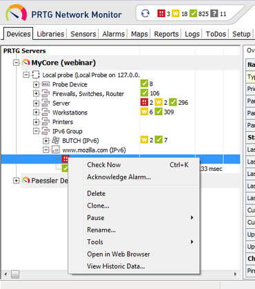 Example of a Context Menu in Enterprise Console Example of a Context Menu in Enterprise Console